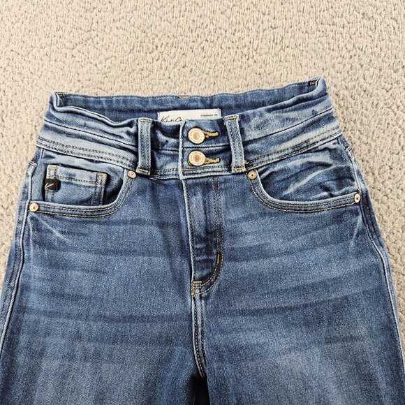 Kancan Jeans Womens 23 (23x26) Blue Straight Ankle High Rise Ripped Distressed‎ - Picture 2 of 16